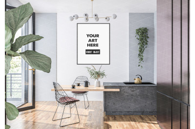 Interior scene artwork background frame mockup