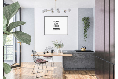 Interior scene artwork background frame mockup