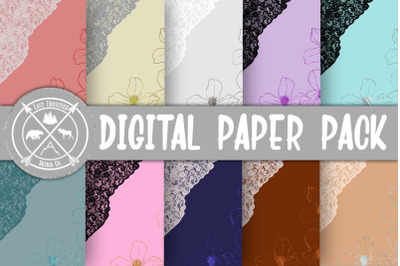 Floral Lace Digital Paper Pack|Scrapbooking Papers
