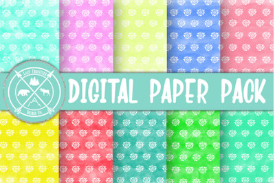 Flower Watercolor digital paper pack|Scrapbooking papers