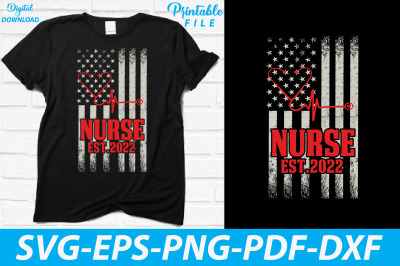 USA Flag School Nurse T-shirt Design