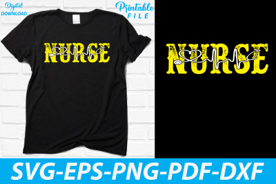 Nurse T-shirt Sublimation Heart Beat Svg