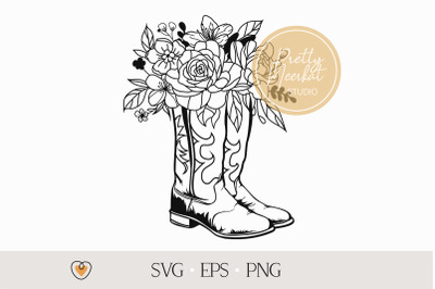 Cowboy boots with flowers svg, Cowgirl svg, Western svg, png files