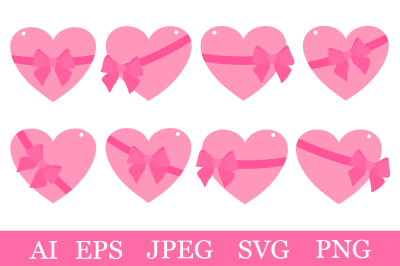 Valentine&#039;s day Gift Tags templates. Hearts Gift Tags SVG