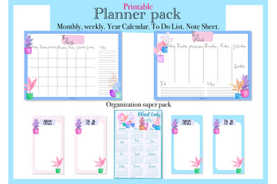 Printable Planner Pack, Plant Lady 7 Pack, A4 planner, Daily Organize