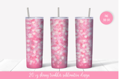 Valentines tumbler sublimation. Pink hearts tumbler wrap