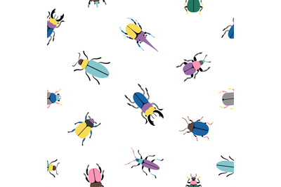 Colorful bugs seamless pattern