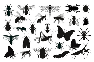 Insects silhouettes set