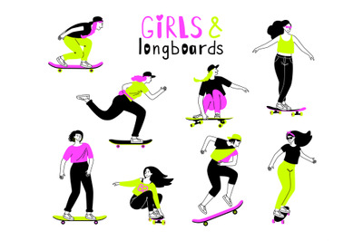 Persons on longboards