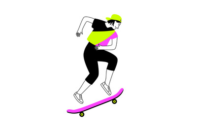 Teenage girl on skateboard