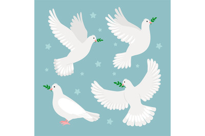 Doves with olive branch