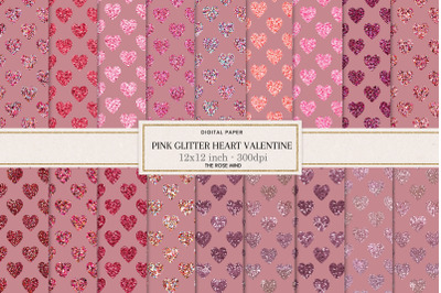 Valentine Heart Glitter Digital Paper