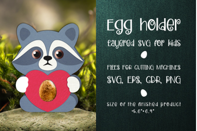 Raccoon Chocolate Egg Holder Template SVG