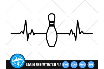 Heartbeat Line Bowling Pin SVG | Bowling Ball Cut File