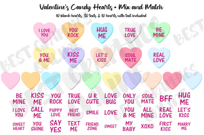 Valentines Day Candy Hearts Clipart Love