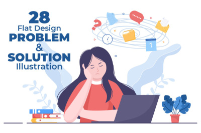 28 Problem and Solution Flat Design Illustration