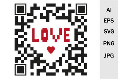 Print love SVG, QR code heart