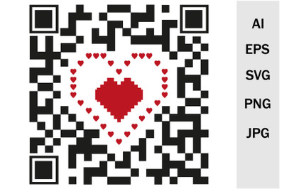 Print love SVG, QR code heart