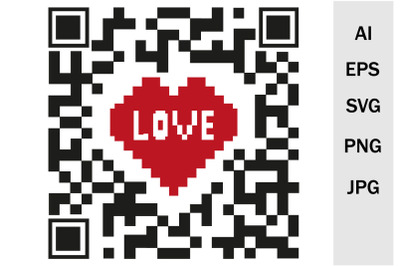 Print love SVG&2C; QR code heart