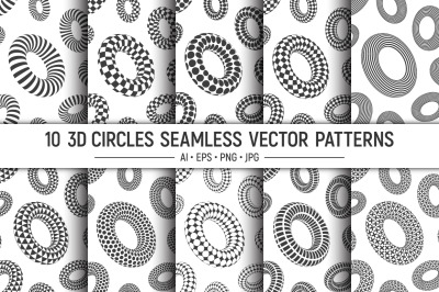 3D circles shapes seamless vector pattern