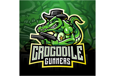 Crocodile gunners&nbsp;esport mascot logo