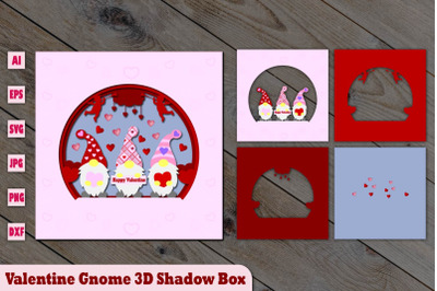 Valentine Gnome 3D Shadow Box