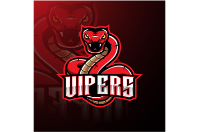 Red viper snake esport mascot logo
