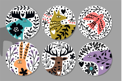 Scandinavian animals stickers