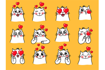 Cat emoticons with heart