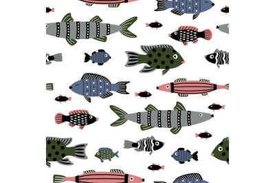 Marine fishes seamless pattern