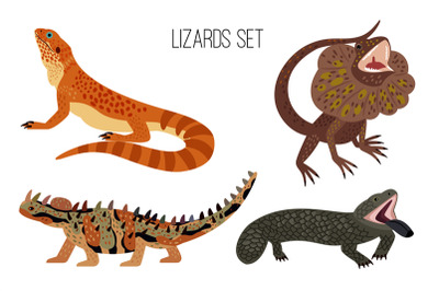 Cartoon colorful lizards