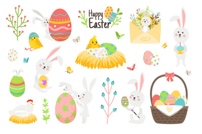 Elements of happy easter set