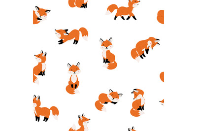 Cute foxes seamless pattern