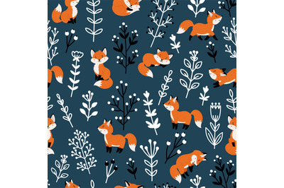 Funny foxes seamless pattern