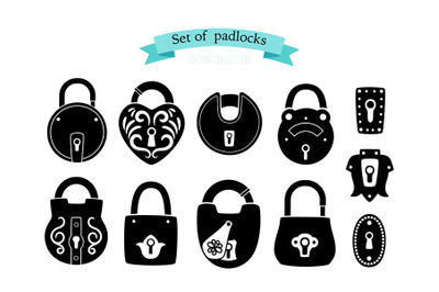 Cartton padlock silhouettes