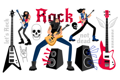 Rockers party cartoon musicians