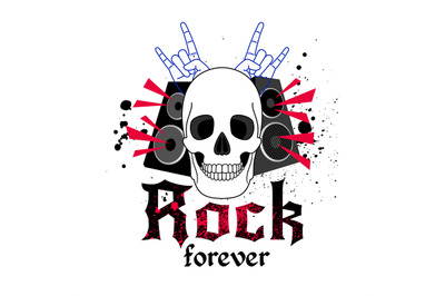 Rock music logo with skulls