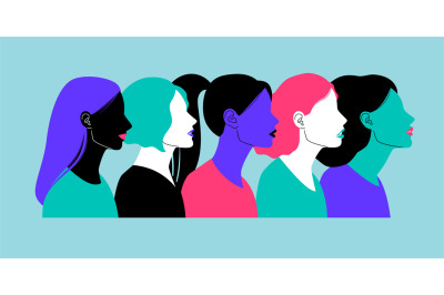 Colorful profiles of face silhouettes