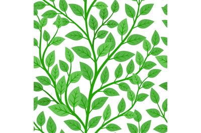 Green branches tree seamless pattern