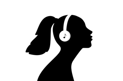 Girl listen music in headphones