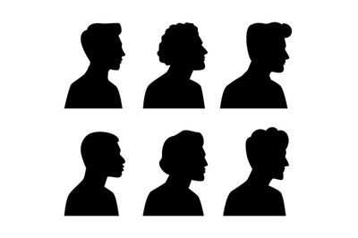 Young men profile silhouettes