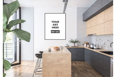 Interior scene artwork background frame mockup