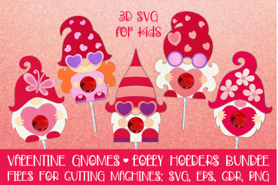 Valentine Gnomes Lolly Holders  Bundle SVG