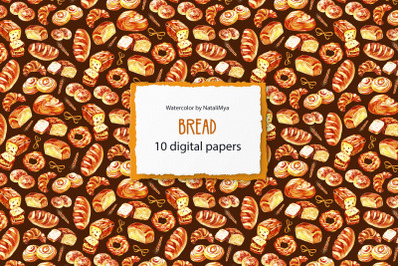 Watercolor Bread - digital paper pack