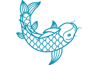 Japanese carp koi icon fish above top minimal view