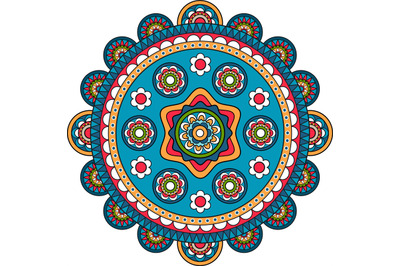 Large round floral pattern bohemian mandala indian flower motif