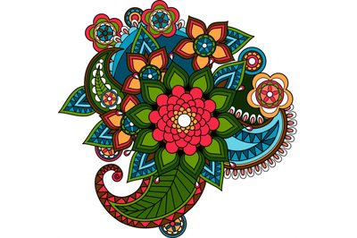 Indian decorative floral element or mexican paisley ornament design