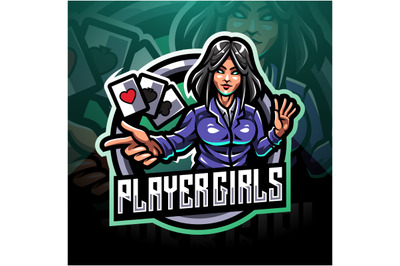 Player girls esport mascot logo
