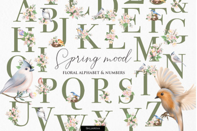 Spring alphabet clipart