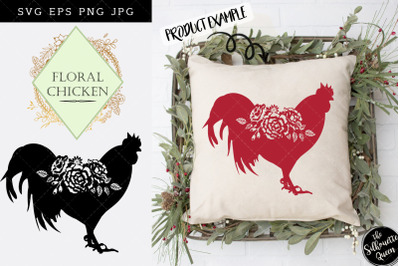 Floral Chicken Silhouette Vector